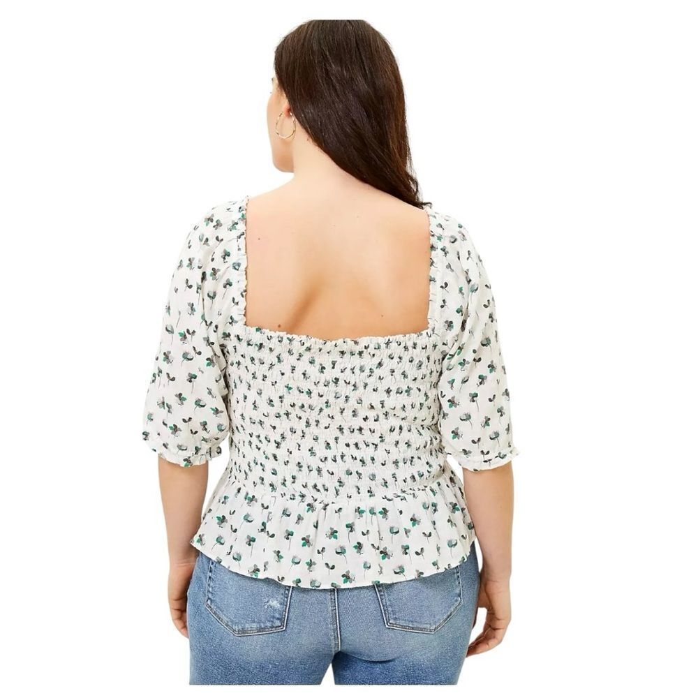 Loft Smocked Populm Top XS - Picture 3 of 4